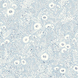 Agathon Light Blue Floral Wallpaper with Country Botanical Flowers Motif - Chesapeake 4072-70050