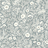 Agathon Blue Floral Wallpaper with Country Botanical Flower Pattern - Chesapeake 4072-70051