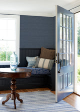 Balantine Navy Weave Wallpaper with Faux Fabric Texture - Chesapeake 4072-70055