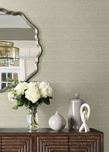 Balantine Sage Weave Wallpaper with Fabric & Woven Texture - Chesapeake 4072-70057