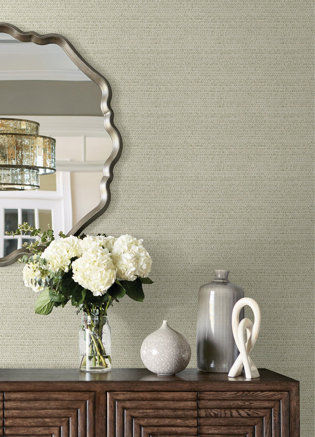 Balantine Sage Weave Wallpaper with Fabric & Woven Texture - Chesapeake 4072-70057