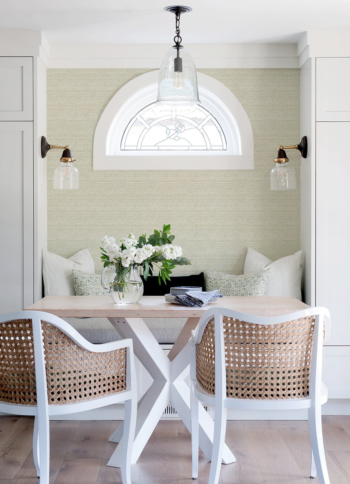 Balantine Sage Weave Wallpaper with Fabric & Woven Texture - Chesapeake 4072-70057
