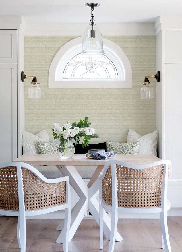 Balantine Sage Weave Wallpaper with Fabric & Woven Texture - Chesapeake 4072-70057