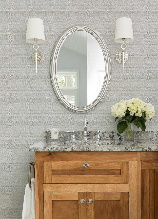 Balantine Grey Weave Wallpaper with Faux Fabric Texture - Chesapeake 4072-70058