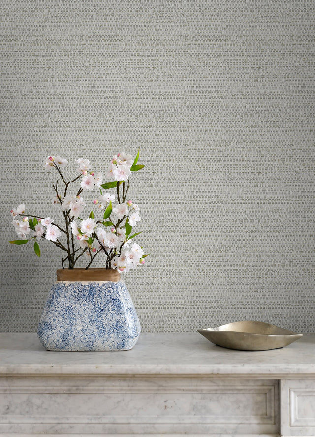 Balantine Grey Weave Wallpaper with Faux Fabric Texture - Chesapeake 4072-70058