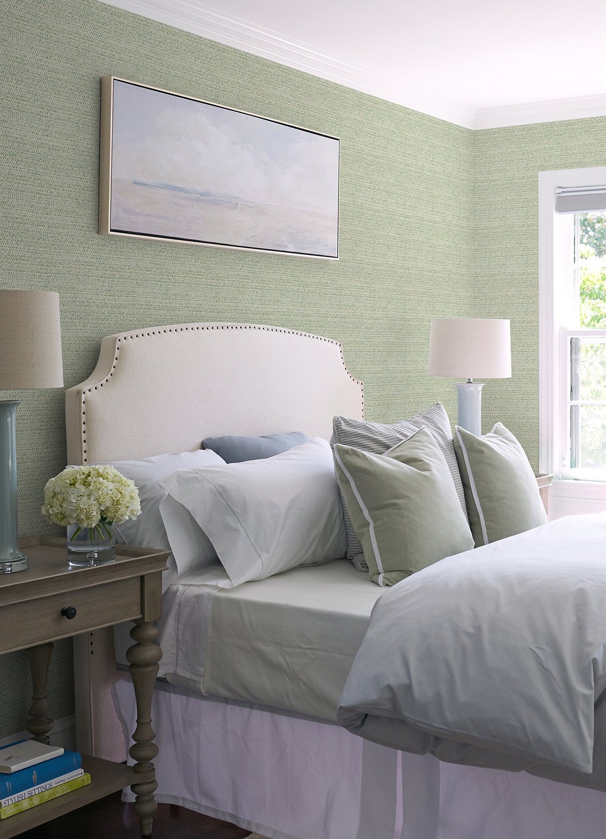 Balantine Teal Weave Wallpaper with Fabric & Woven Textures Pattern, Transitional Sure Strip - Chesapeake 4072-70059