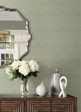 Balantine Teal Weave Wallpaper with Fabric & Woven Textures Pattern, Transitional Sure Strip - Chesapeake 4072-70059