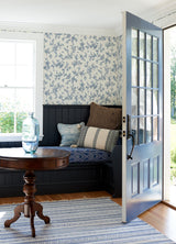 Nightingale Navy Floral Trail Wallpaper with Botanical Floral Trail Pattern, Country Style - Chesapeake 4072-70064