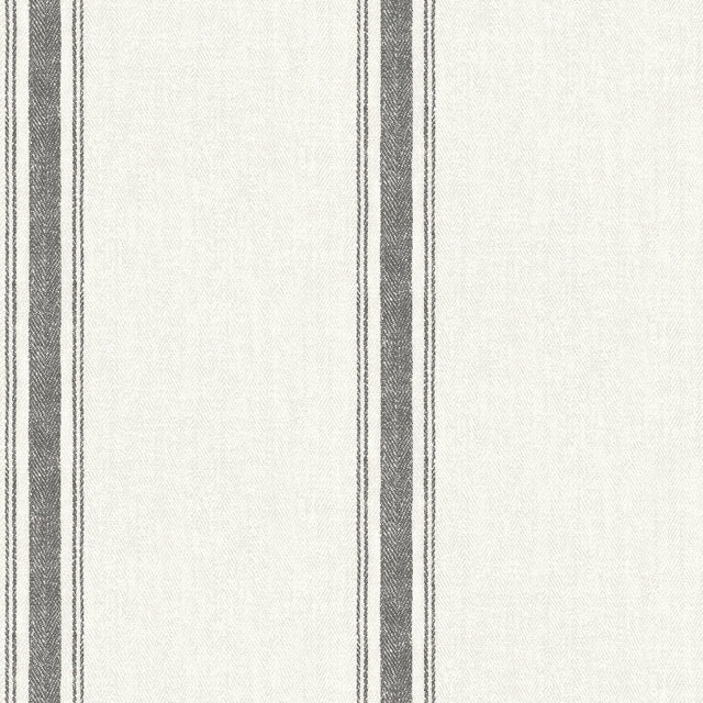 Linette Black Fabric Stripe Wallpaper with Fabric & Woven Textures Pattern, Country Style - Chesapeake 4072-70066