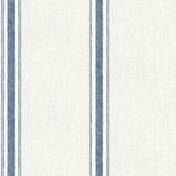 Linette Navy Fabric Stripe Wallpaper with Country Fabric & Woven Textures Pattern - 4072-70067
