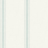 Linette Seafoam Fabric Stripe Wallpaper with Country Fabric & Woven Textures Pattern - Chesapeake 4072-70068