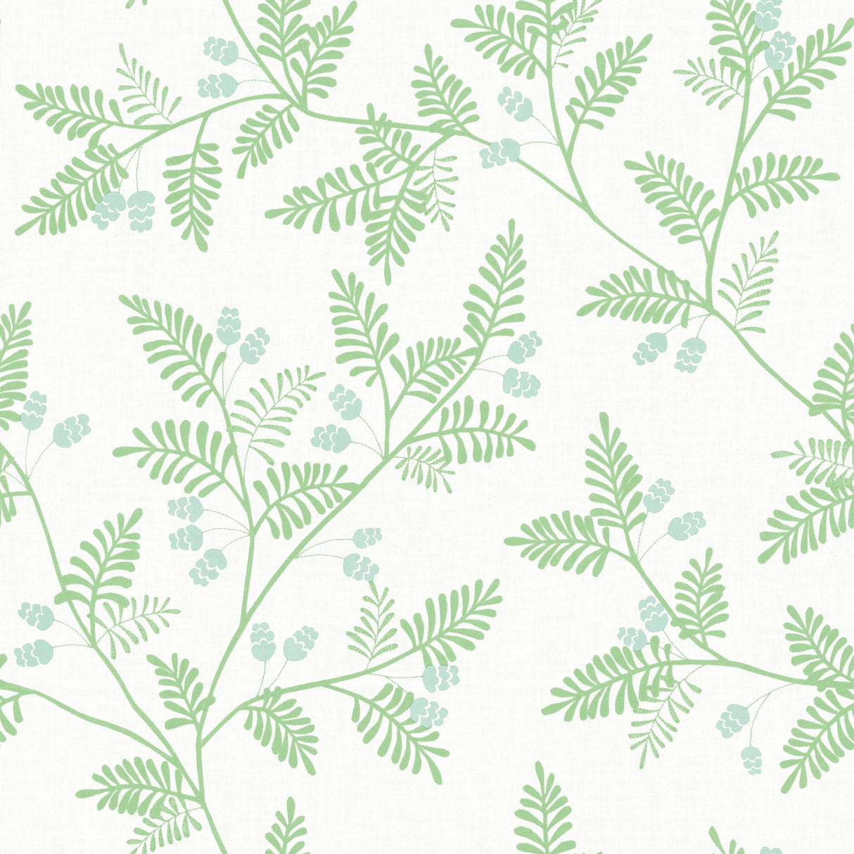 Ardell Light Green Botanical Wallpaper with Cream Faux Linen - A-Street Prints 4074-26600