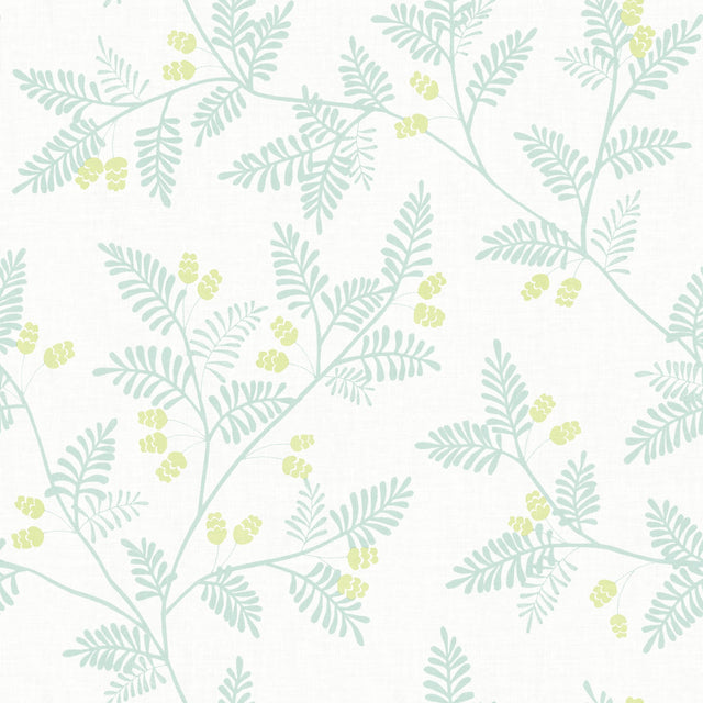 Ardell Seafoam Botanical Wallpaper with Farmhouse Non Woven Style - Brewster 4074-26601