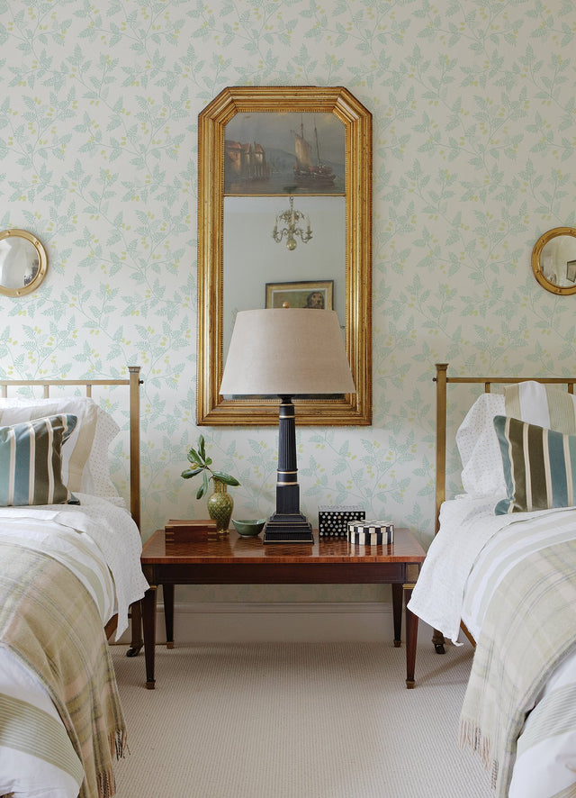 Ardell Seafoam Botanical Wallpaper with Farmhouse Non Woven Style - Brewster 4074-26601