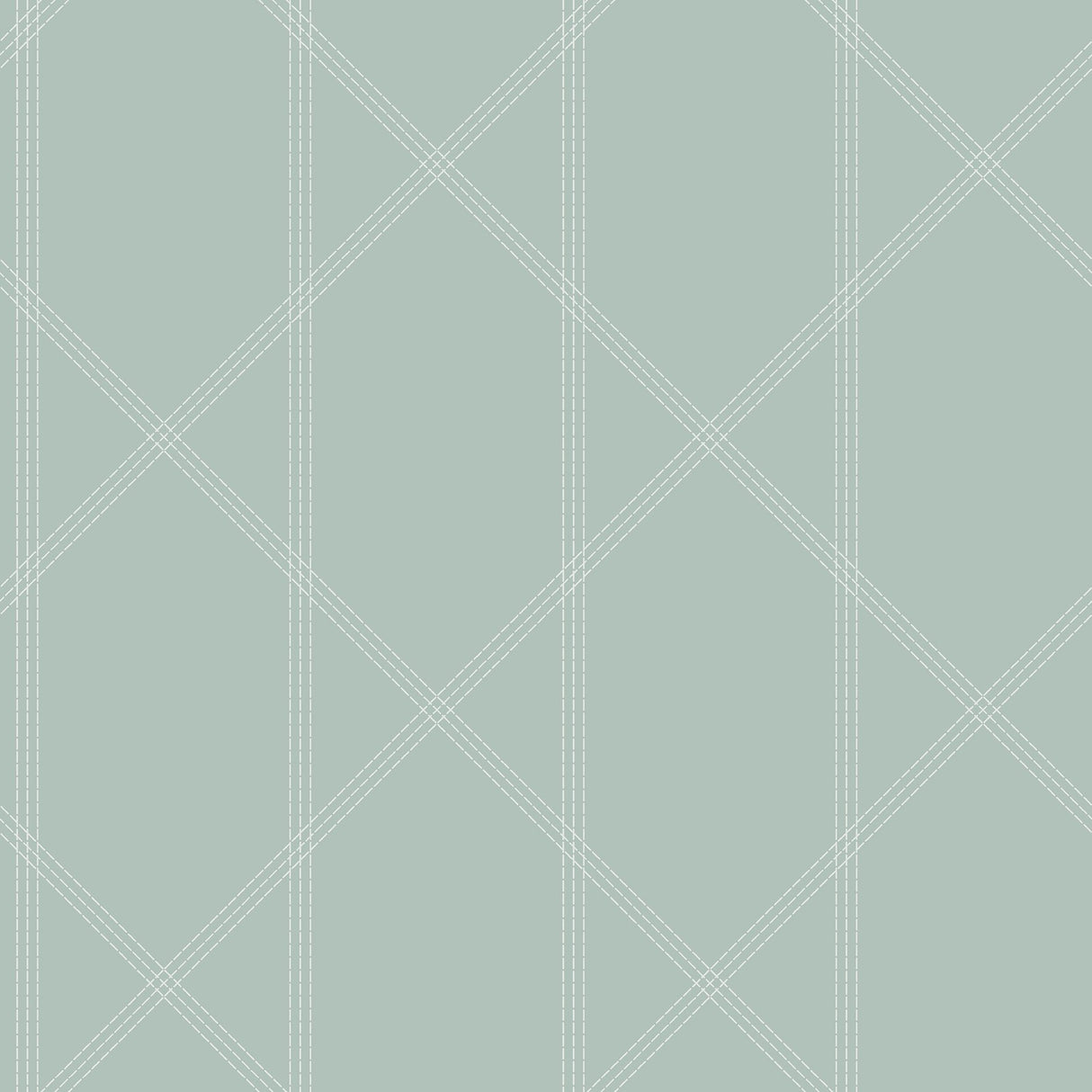 Walcott Seafoam Stitched Trellis Wallpaper with Modern Geometric Pattern - Brewster 4074-26606