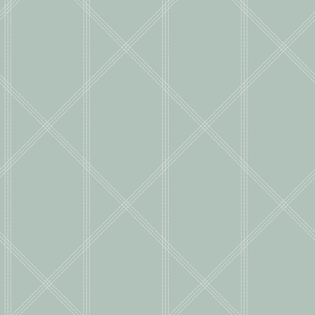 Walcott Seafoam Stitched Trellis Wallpaper with Modern Geometric Pattern - Brewster 4074-26606