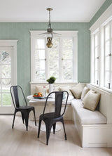 Walcott Seafoam Stitched Trellis Wallpaper with Modern Geometric Pattern - Brewster 4074-26606