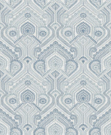 Fernback Blue Ornate Botanical Wallpaper with Arts & Crafts Floral Columns - A-Street Prints 4074-26611