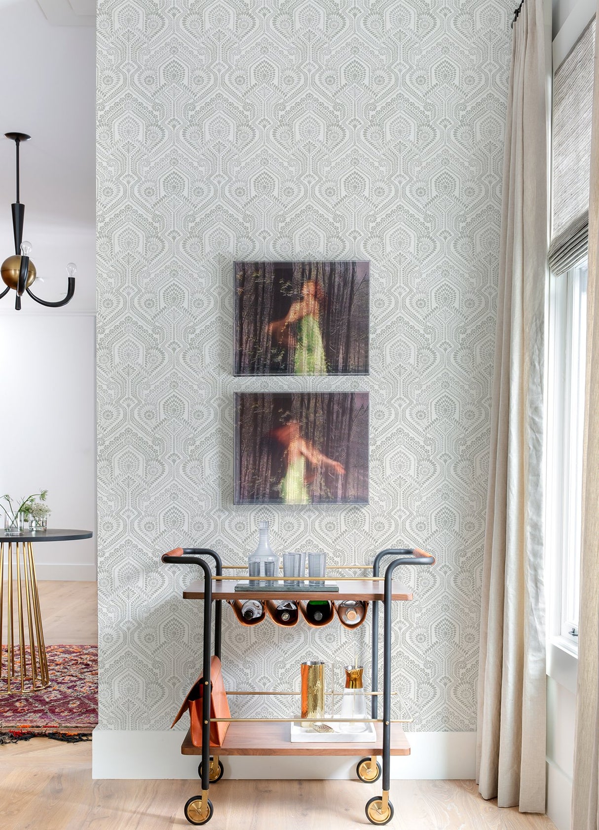 Fernback Grey Ornate Botanical Wallpaper with Arts & Crafts Botanical Motif - A?Street Prints 4074-26612