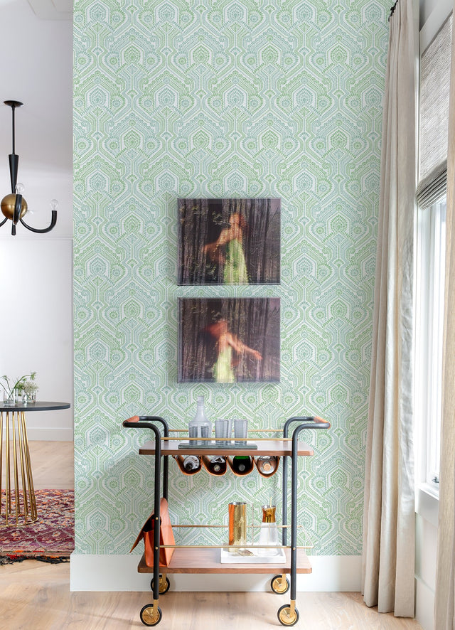 Fernback Green Ornate Botanical Wallpaper with Farmhouse Botanical Pattern - A-Street Prints 4074-26614