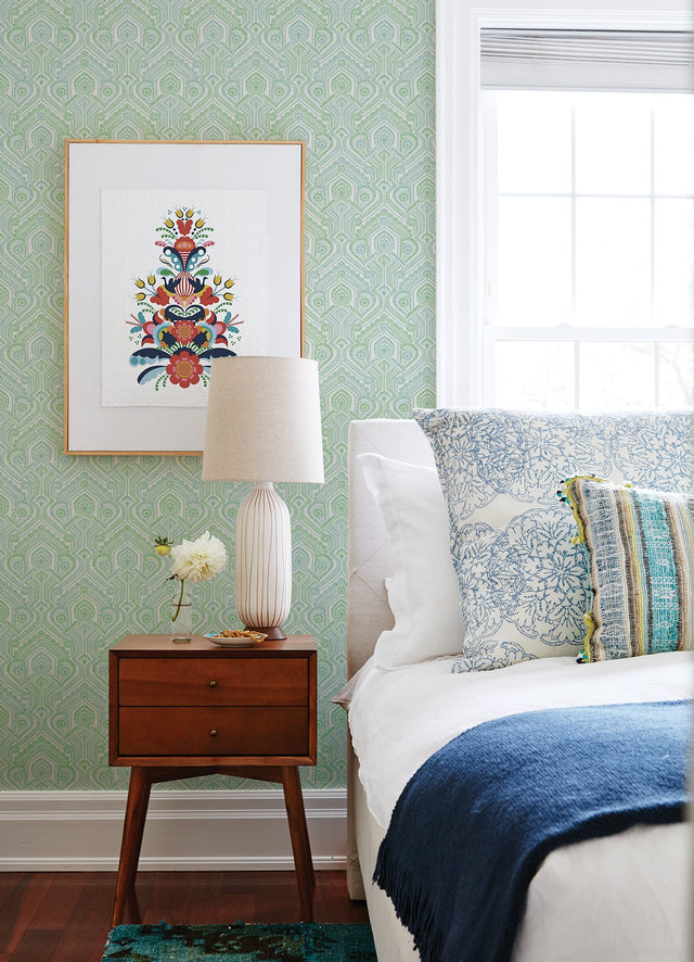 Fernback Green Ornate Botanical Wallpaper with Farmhouse Botanical Pattern - A-Street Prints 4074-26614