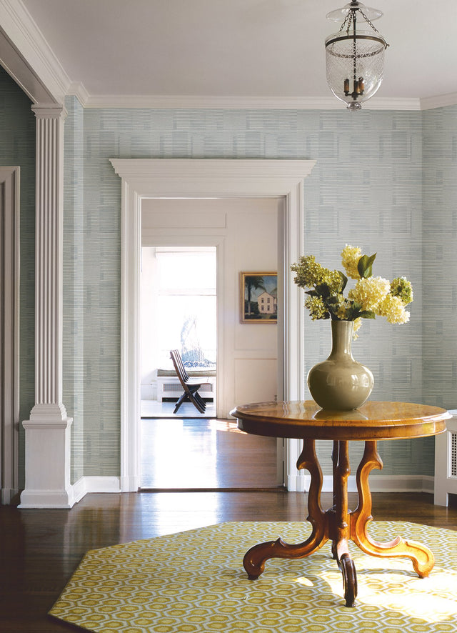 Callaway Light Blue Woven Stripes Wallpaper