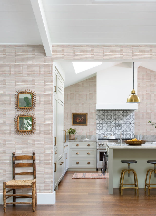Callaway Pink Woven Stripes Wallpaper with Modern Abstract Stripe Pattern - A-Street Prints 4074-26618