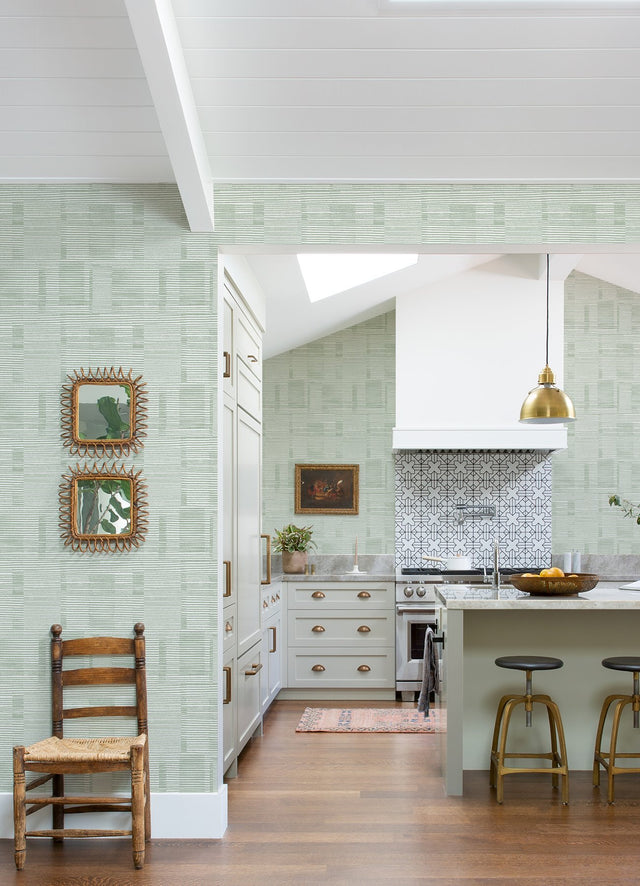 Callaway Green Woven Stripes Wallpaper with Abstract Modern Stripes - A-Street Prints 4074-26621