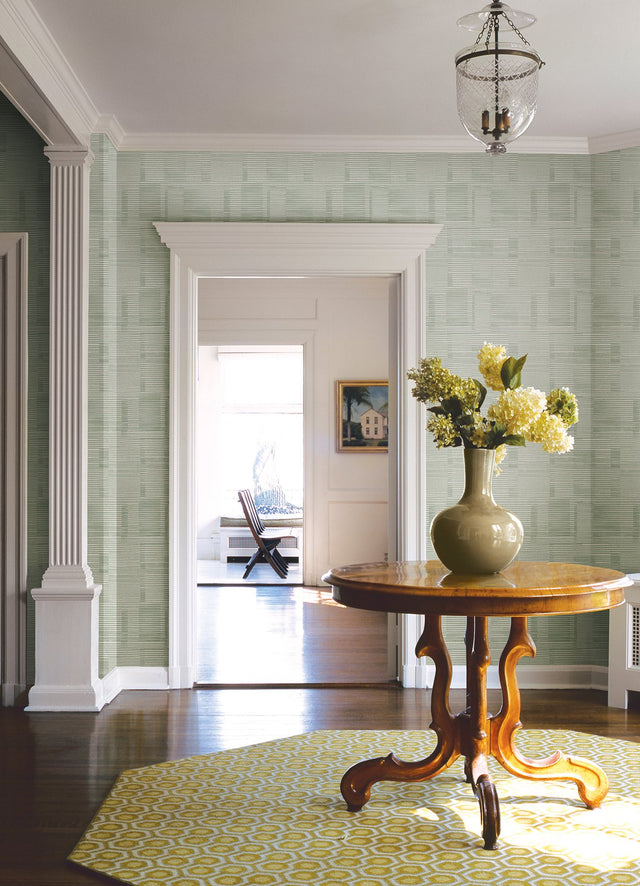 Callaway Green Woven Stripes Wallpaper with Abstract Modern Stripes - A-Street Prints 4074-26621