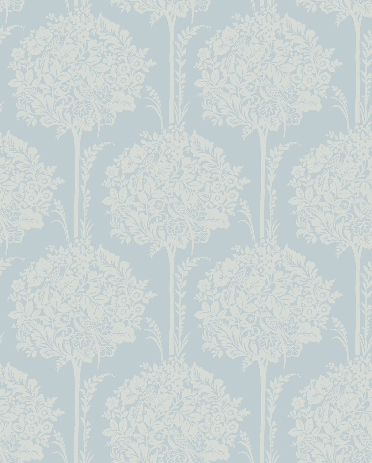 Zaria Light Blue Topiary Wallpaper with Botanical Trees Motif - A-Street Prints 4074-26622