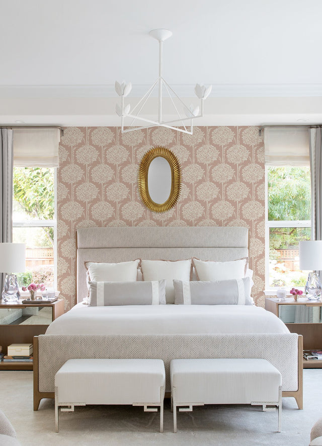 Zaria Apricot Topiary Wallpaper with Botanical Topiary Pattern - A-Street Prints 4074-26624