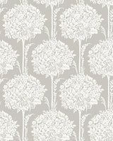 Zaria Grey Topiary Wallpaper with Botanical Trees Motif - A-Street Prints 4074-26625