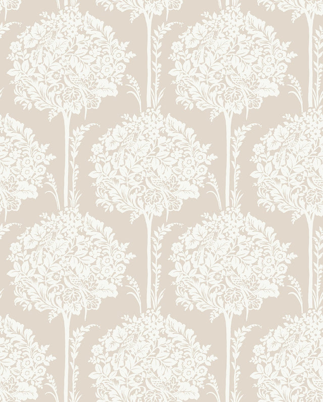 Zaria Taupe Topiary Wallpaper with Traditional Botanical Trees Motif - A-Street Prints 4074-26626