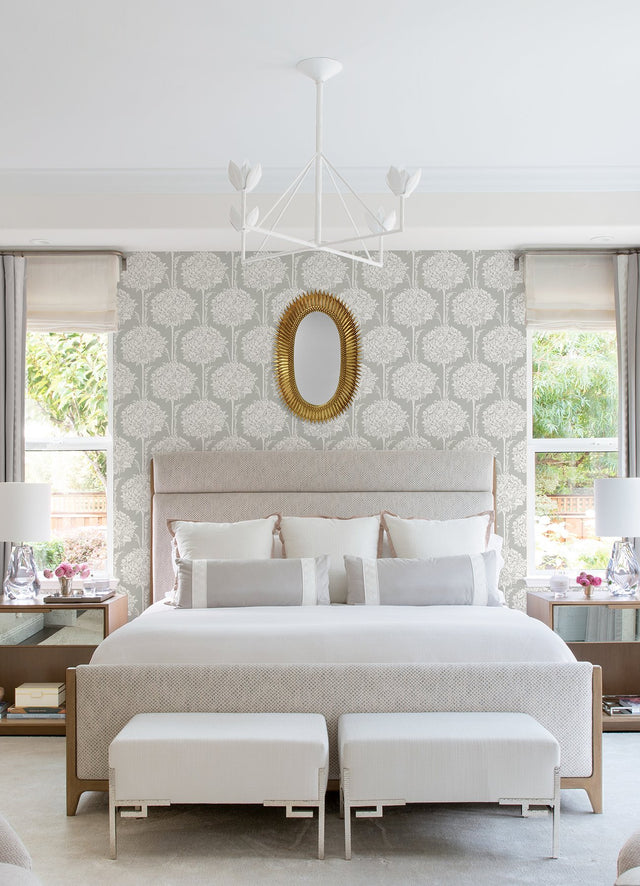 Zaria Taupe Topiary Wallpaper with Traditional Botanical Trees Motif - A-Street Prints 4074-26626