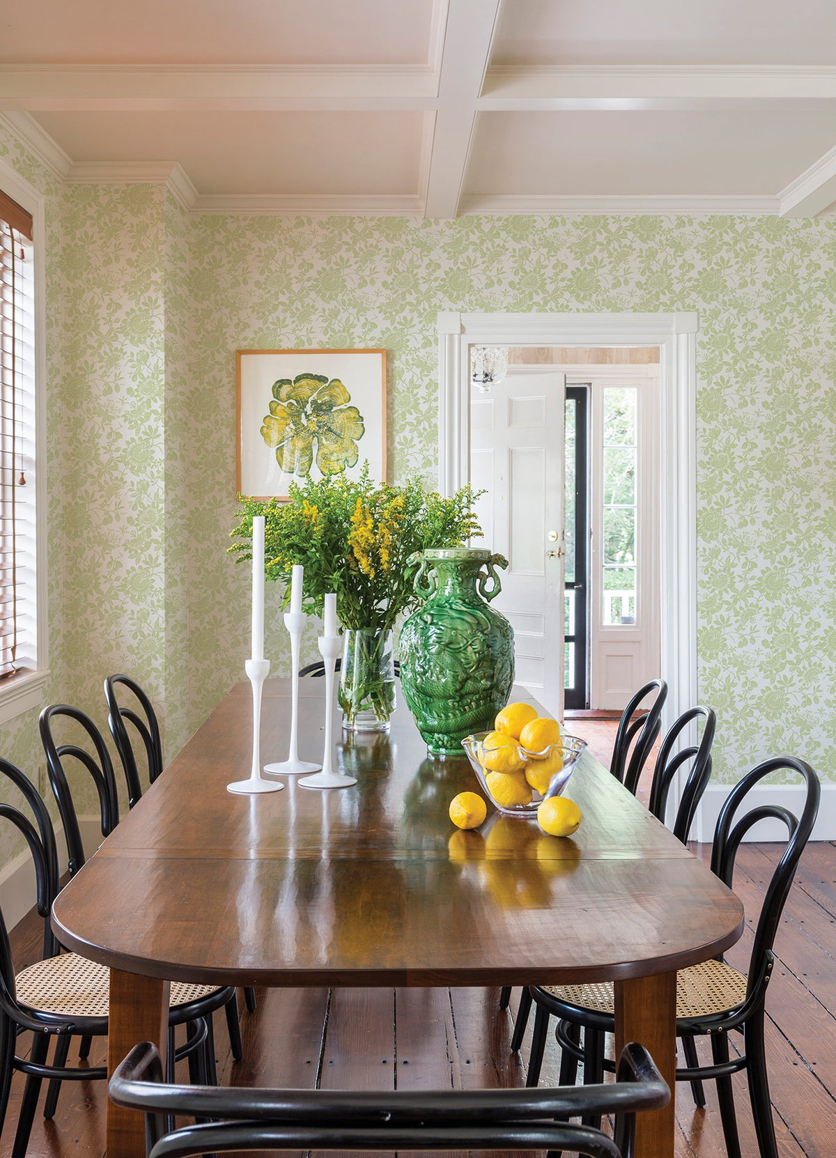 Helen Light Green Floral Trail Wallpaper with Modern Botanical Flowers ...