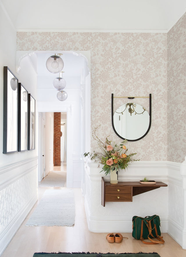 Helen Mauve Floral Trail Wallpaper with Modern Botanical Flowers - Brewster 4074-26630