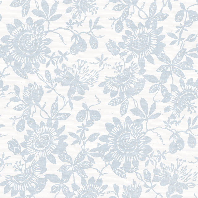 Helen Light Blue Floral Trail Wallpaper with Metallic Textured Botanical Pattern - A-Street Prints 4074-26631
