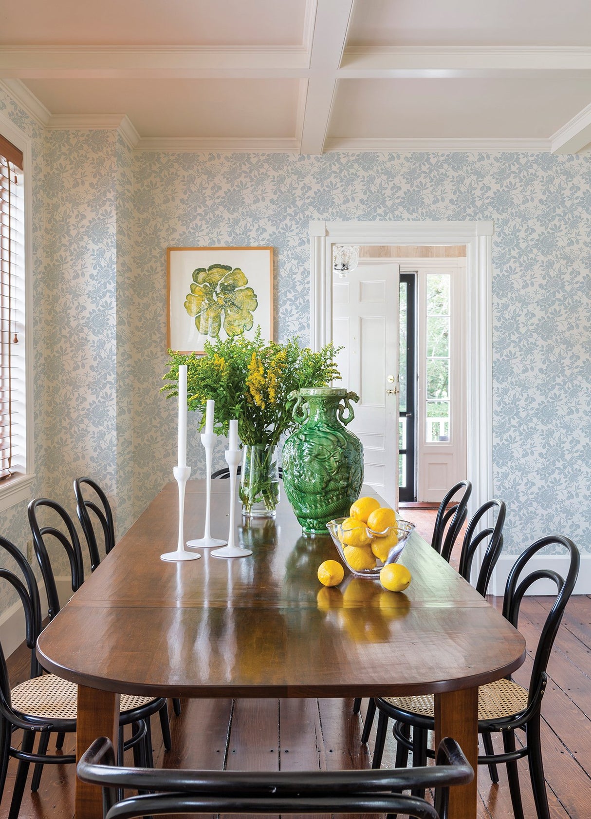 Helen Light Blue Floral Trail Wallpaper with Metallic Textured Botanical Pattern - A-Street Prints 4074-26631