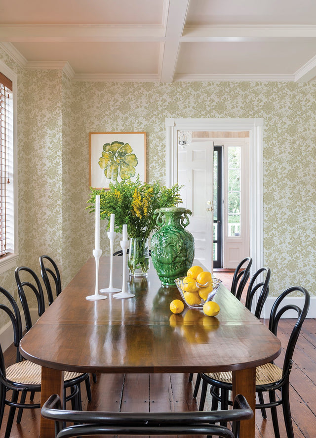 Helen Gold Floral Trail Wallpaper with Modern Botanical Flowers - Brewster 4074-26632
