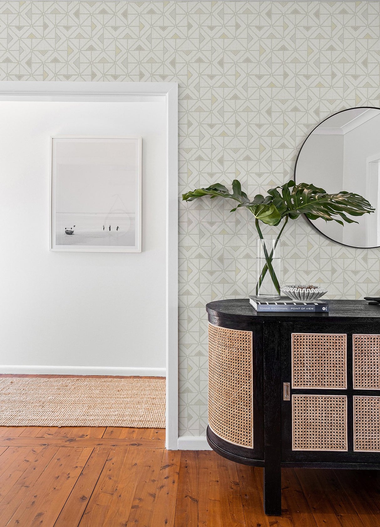 Jekyl Beige Triangles Wallpaper with Retro Geometric Pattern - A-Street Prints 4074-26636