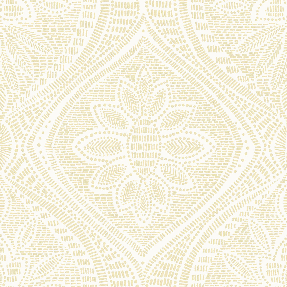 Scout Light Yellow Floral Ogee Wallpaper with Raised Ink Textured Botanical Motif - A-Street Prints 4074-26638