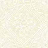 Scout Light Yellow Floral Ogee Wallpaper with Raised Ink Textured Botanical Motif - A-Street Prints 4074-26638