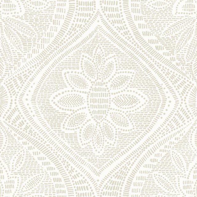 Scout Light Grey Floral Ogee Wallpaper with Raised Ink Textured Finish - A-Street Prints 4074-26639