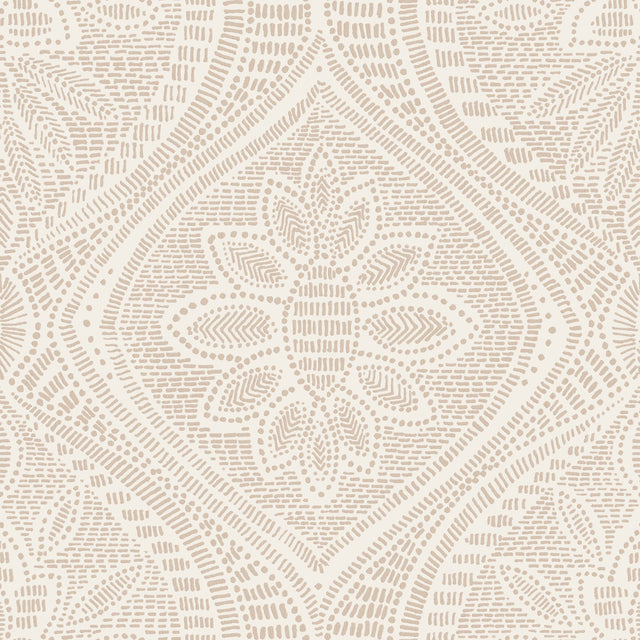 Scout Blush Floral Ogee Wallpaper with Raised Ink Textured Botanical Motif - A-Street Prints 4074-26640