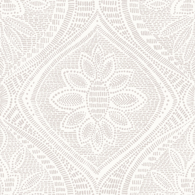 Scout Lavender Floral Ogee Wallpaper with Raised Ink Farmhouse Botanical Motif - Brewster 4074-26641