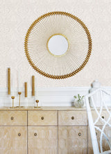 Scout Lavender Floral Ogee Wallpaper with Raised Ink Farmhouse Botanical Motif - Brewster 4074-26641