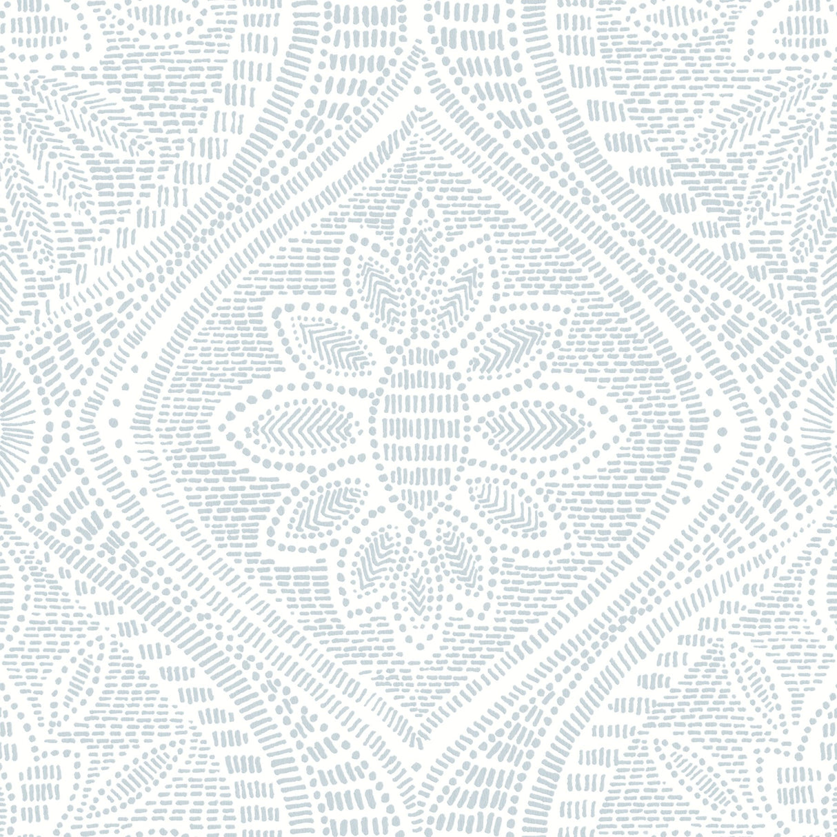 Scout Light Blue Floral Ogee Wallpaper with Raised Ink Textured Botanical Motif - A-Street Prints 4074-26642