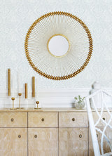 Scout Light Blue Floral Ogee Wallpaper with Raised Ink Textured Botanical Motif - A-Street Prints 4074-26642