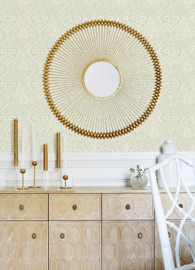 Scout Moss Floral Ogee Wallpaper with Botanical Floral Ogee Motif - A-Street Prints 4074-26643