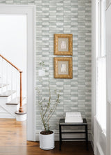 Braden Sage Tile Wallpaper with Metallic Effect, Modern Graphics Non Woven - A-Street Prints 4074-26647